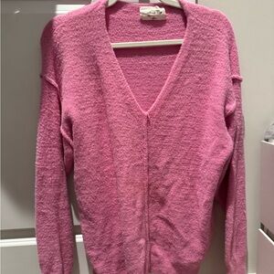 Aritzia V-Neck Sweater in Bold Pink